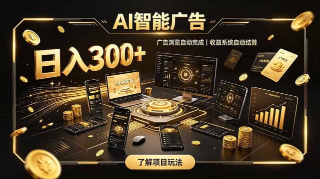 自研 AI 系统｜轻资产起步｜长期稳定收益｜宝妈 上班族轻轻松松日入300