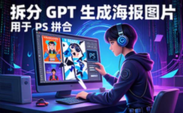 GPT生成海报图像拆分用于PS拼合设计素材资料