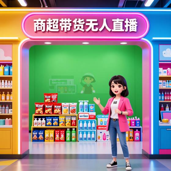 商超百货带货无人直播绿幕背景素材-主播适用-高清素材