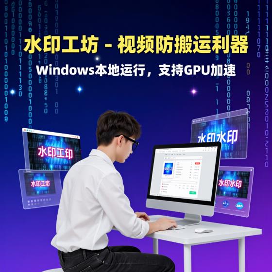 视频防搬运工具水印工坊-Windows用户-免费动态水印-GPU加速-软件资料