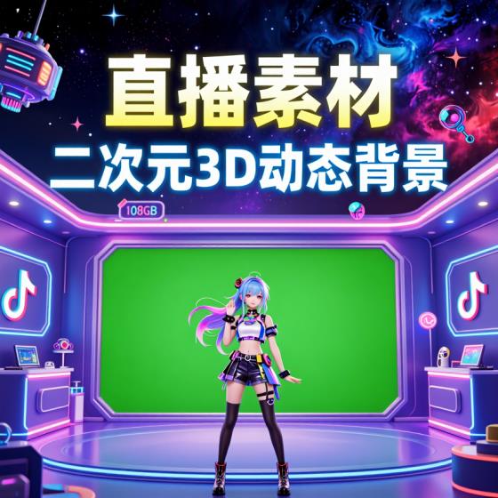 抖音直播二次元3D动态虚拟背景素材108GB合集