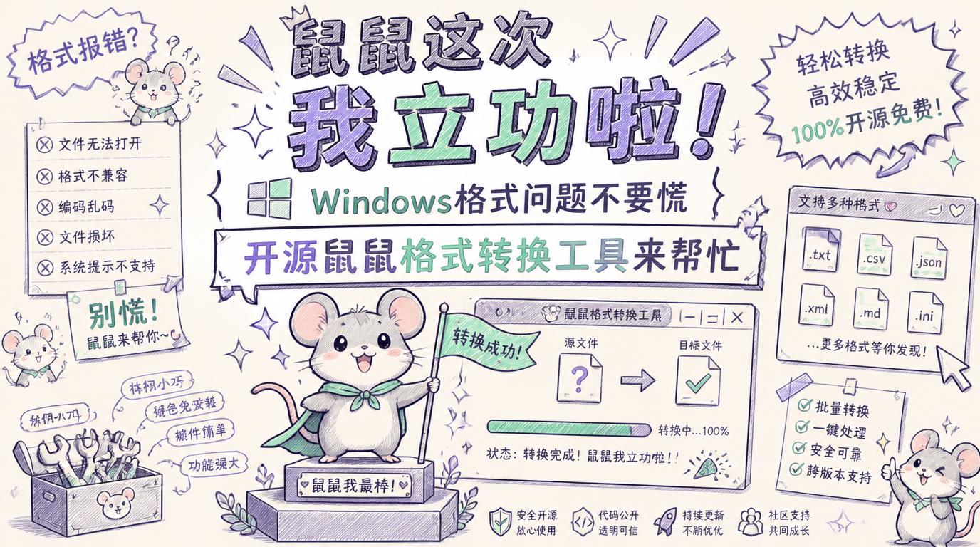 鼠鼠这次我立功啦Windows格式问题不要慌开源鼠鼠格式转换工具来帮忙