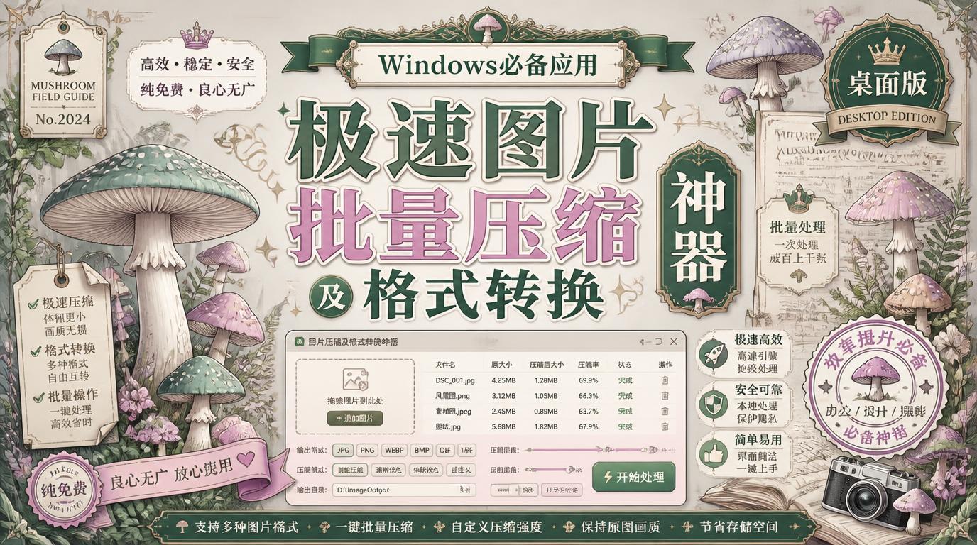 Windows必备应用极速图片批量压缩及格式转换神器桌面版纯免费良心无
