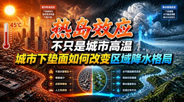 热岛效应不只是城市高温，城市下垫面如何改变区域降水格局