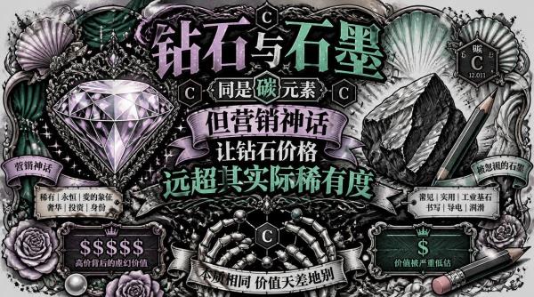 钻石与石墨同是碳元素，但营销神话让钻石价格远超其实际稀有度