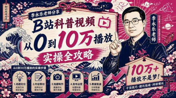 李永乐老师分享B站科普视频从0到10万播放的实操