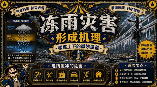 冻雨灾害形成机理：零度上下的微妙温差，电线覆冰的危害与避险要点
