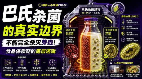 巴氏杀菌的真实边界，不能完全杀灭芽孢，食品保质期的底层逻辑