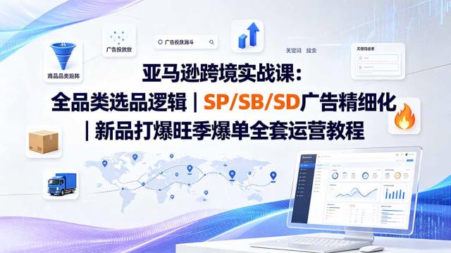 亚马逊跨境实战课-更新8月：全品类选品逻辑｜SP_SB_SD广告精细化｜新品打爆旺季爆单全套运营教程