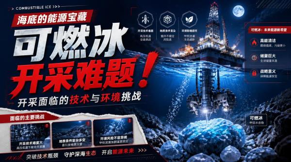 可燃冰开采难题：海底的能源宝藏，开采面临的技术与环境挑战