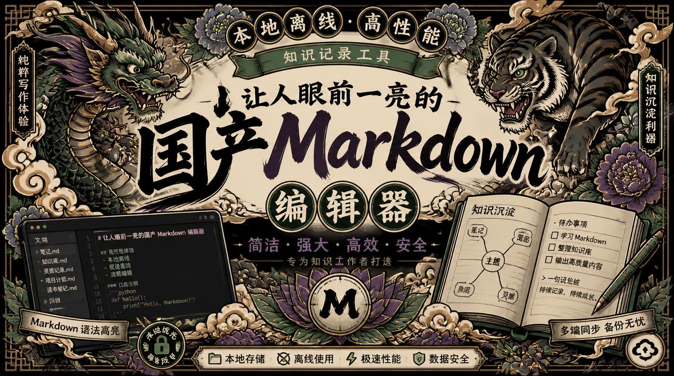 让人眼前一亮的国产 Markdown 编辑器本地离线高性能知识记录工具