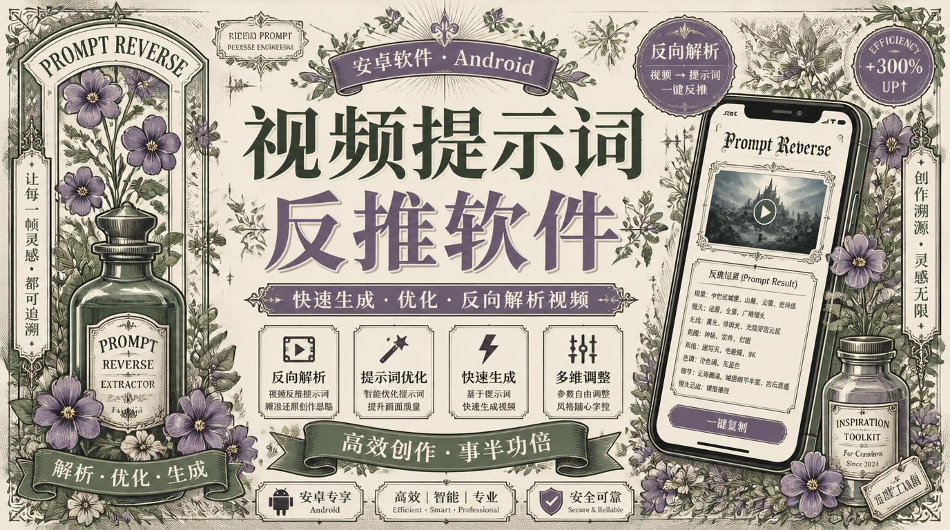 视频提示词反推软件（安卓软件），快速生成、优化、反向解析视频