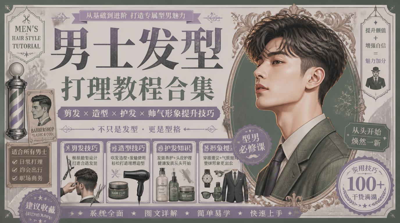 男士发型打理教程合集 剪发造型护发帅气形象提升技巧