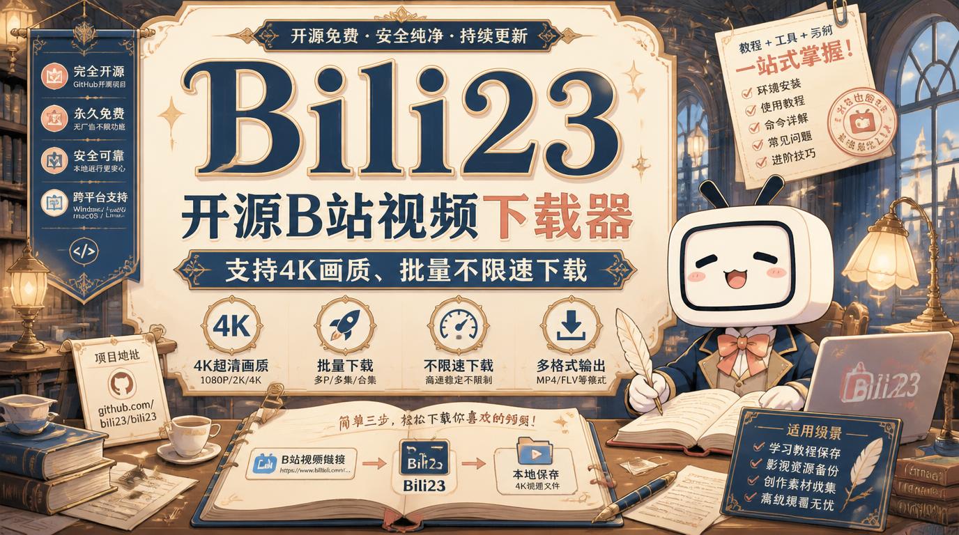 Bili23：开源B站视频下载器，支持4K画质、批量不限速下载