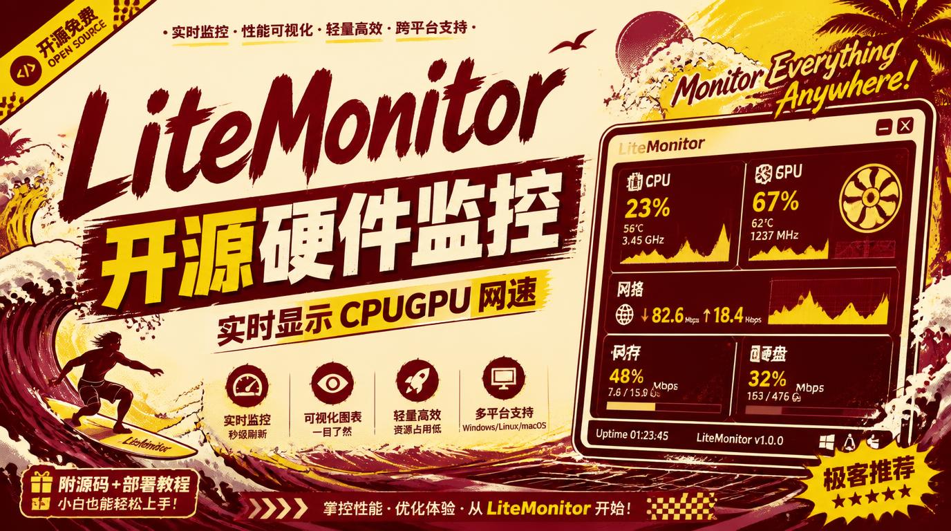 LiteMonitor：开源硬件监控，实时显示CPUGPU网速