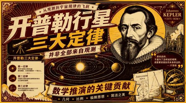 开普勒行星三大定律，并非全部来自观测，数学推演的关键贡献