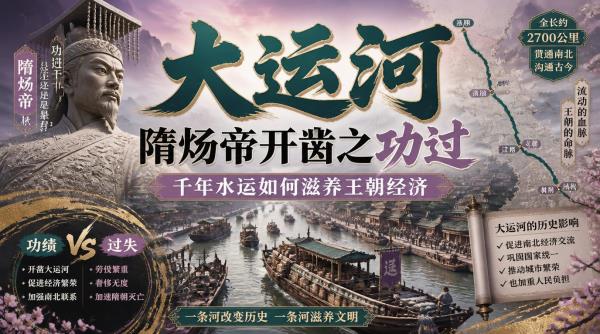 大运河隋炀帝开凿之功过，千年水运如何滋养王朝经济