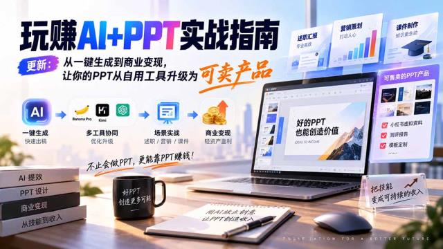 玩赚AIPPT实战指南-更新5月13：从一键生成到商业变现，让你的PPT从自用工具升级为可卖产品