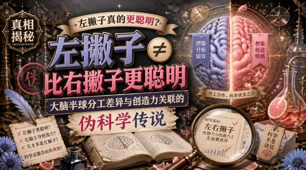 左撇子并不比右撇子更聪明，大脑半球分工差异与创造力关联的伪科学传说