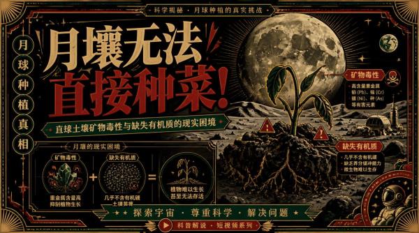 月壤无法直接种菜，月球土壤矿物毒性与缺失有机质的现实困境