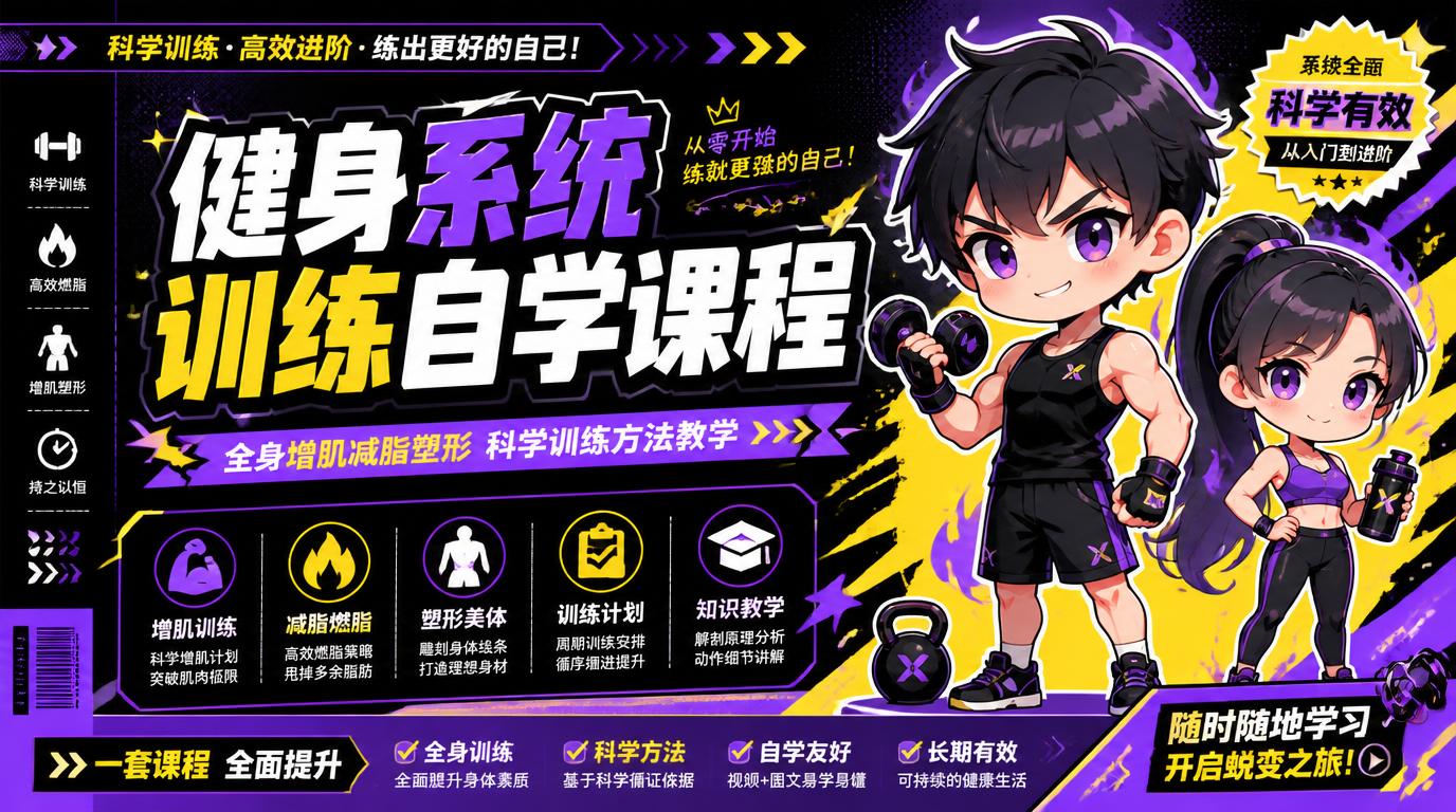 健身系统训练自学课程 全身增肌减脂塑形科学训练方法教学