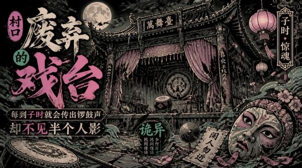 村口废弃的戏台，每到子时就会传出锣鼓声，却不见半个人影