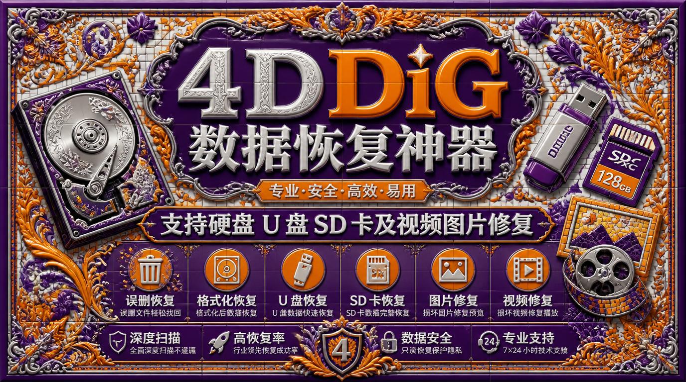 4DDiG：数据恢复神器，支持硬盘U盘SD卡及视频图片修复