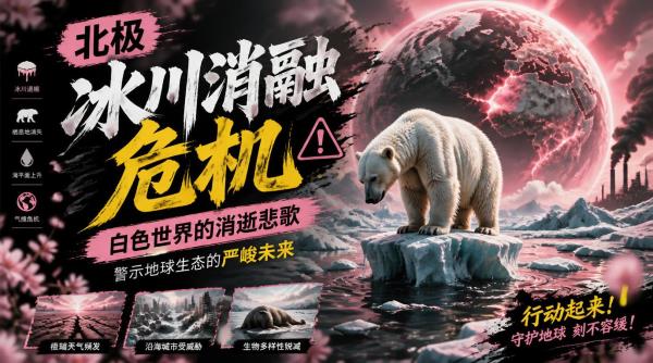 北极冰川消融危机：白色世界的消逝悲歌，警示地球生态的严峻未来