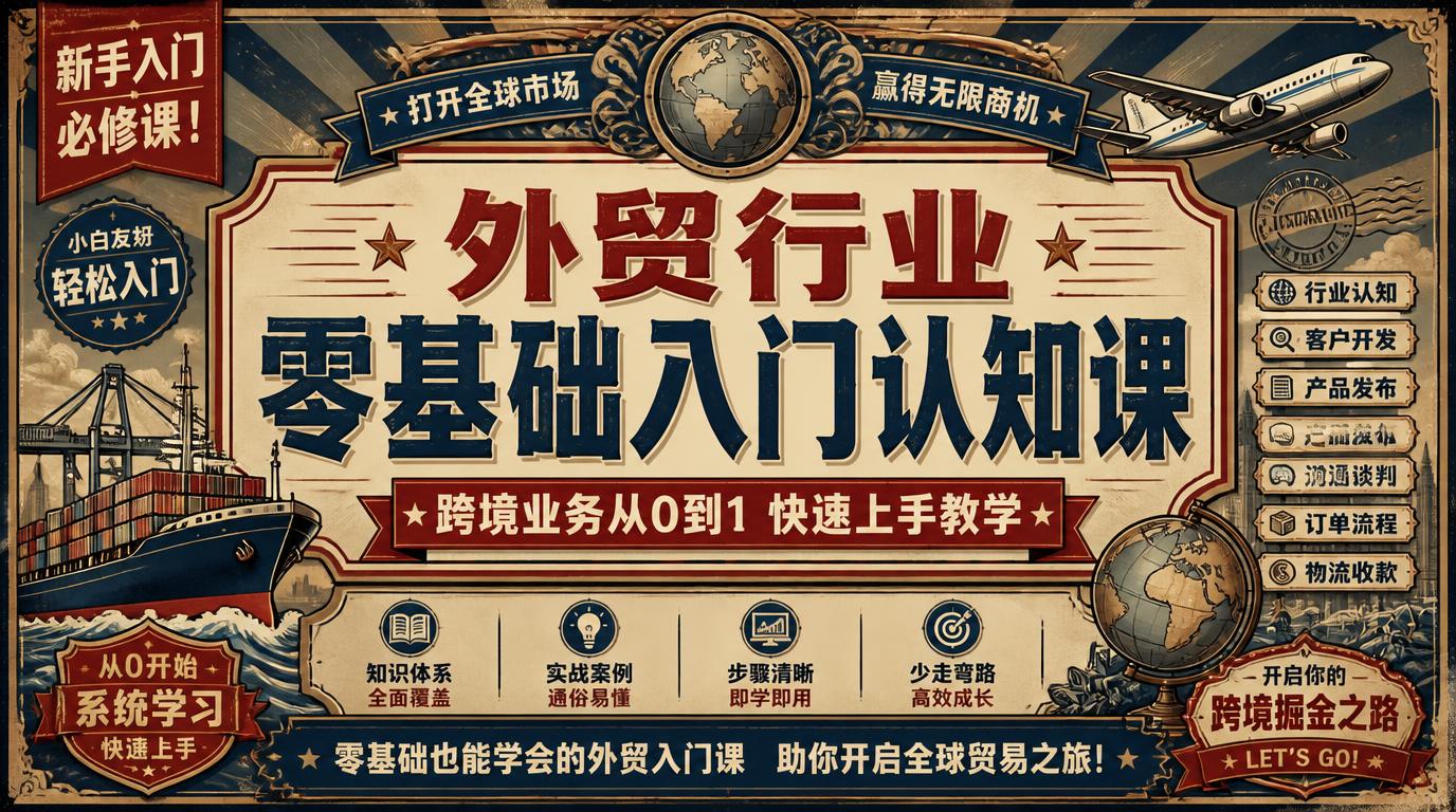外贸行业零基础入门认知课 跨境业务从0到1快速上手教学