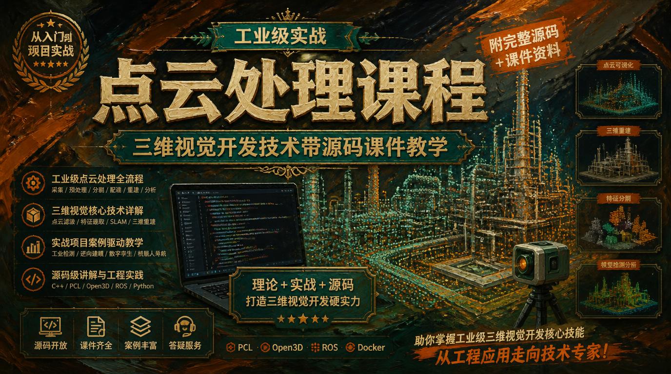 工业级实战点云处理课程 三维视觉开发技术带源码课件教学