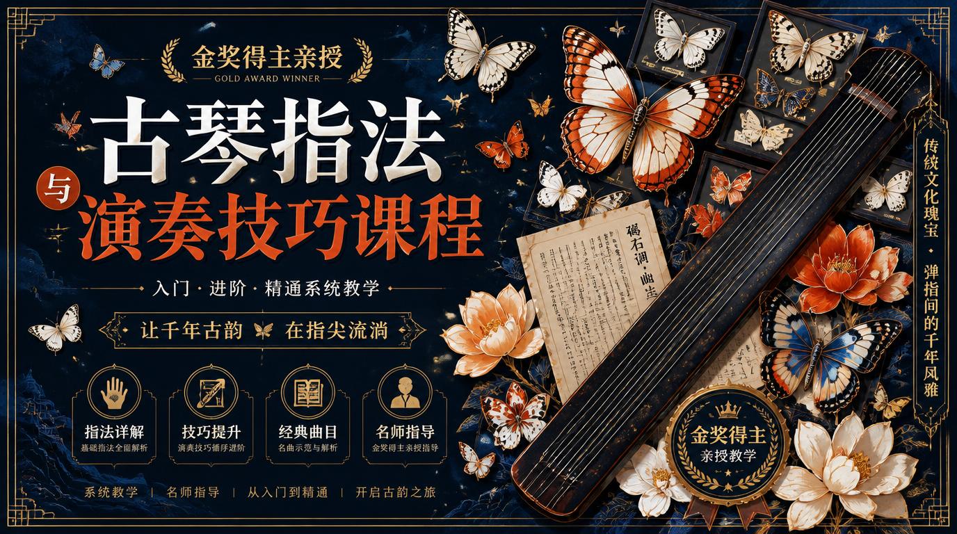 古琴指法与演奏技巧课程 金奖得主亲授入门进阶教学