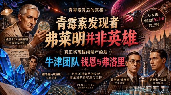 青霉素发现者弗莱明并非英雄，真正实现提纯量产的是牛津团队钱恩与弗洛里