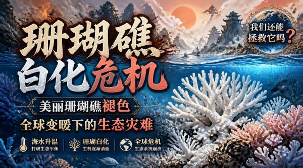 珊瑚礁白化危机：美丽珊瑚礁褪色，全球变暖下的生态灾难